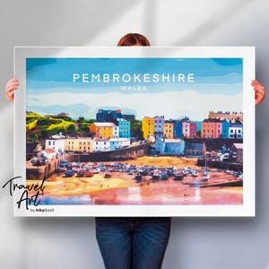 Pembrokeshire Poster , Pembrokeshire print , Wales print , Wales travel Poster , Pembrokeshire travel poster , special place gift