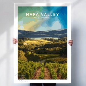 Napa Valley travel print , California art print  , Wine region print ,  California travel print , retro travel poster , wine lover gift