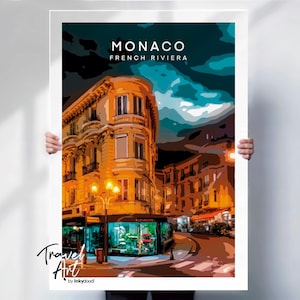 Monaco travel print , Monaco poster , French Riviera poster , French Riviera print , travel poster , special place gift