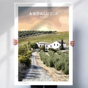 Andalusia Travel Poster - Spain Wine Region Print for Wine Lovers - Retro Design - Travel Prints