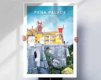 Sintra Pena Palace Travel Print, Framed or Canvas, Portugal Castle Wall Art