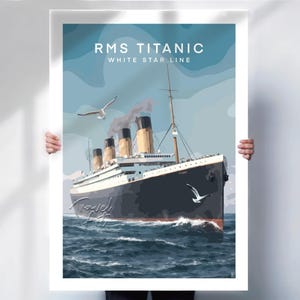 Titanic Print , Travel Art print , RMS Titanic poster , white star line poster