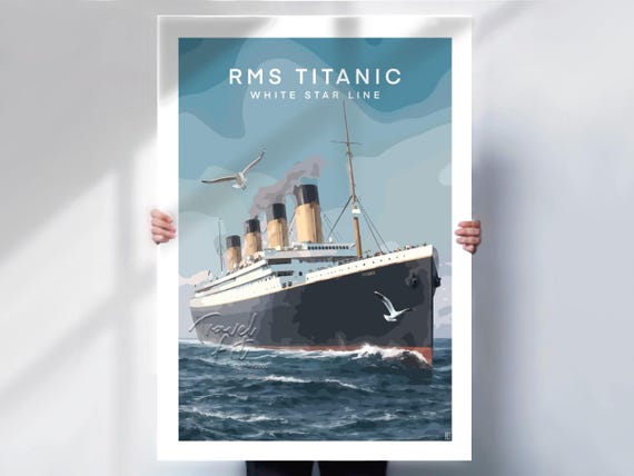 RMS Titanic Travel Print or Canvas, Minimalist Maritime Poster, Nautical History Home Decor