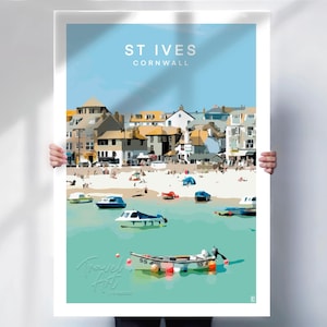 St Ives print , Cornwall travel Poster , St Ives wall art, right side , St Ives travel print , special place gift