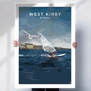 West Kirby print  , Wirral wall art ,  Windsurfing print ,  water sports Travel poster