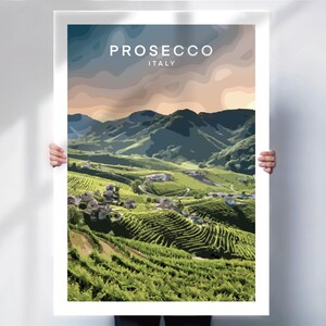 Prosecco art print , Italy travel poster , Wine region print , Italy travel print , retro travel poster , wine lover gift