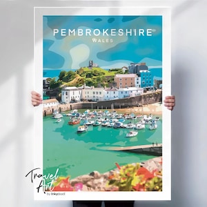 Wales travel Poster , Pembrokeshire Poster , Wales print , Pembrokeshire travel poster , Pembrokeshire print , special place gift