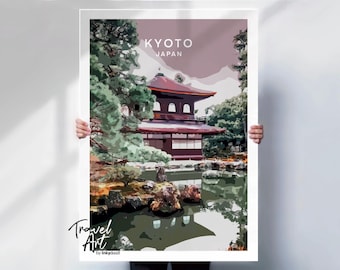 Kyoto Temple Print: Japanese Garden Art, Zen Decor