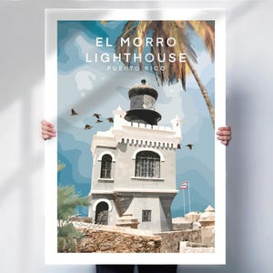 El Morro Lighthouse Print: Puerto Rico Travel Art Poster