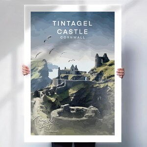 Tintagel Castle Print , Cornwall Travel Print - King Arthur inspired Poster - Special Place Gift