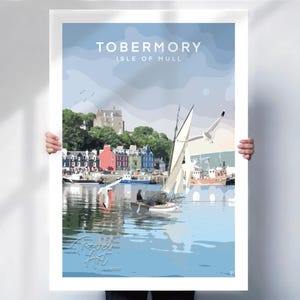 Isle of Mull Travel Print - Tobermory poster - Scotland wall art