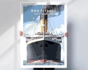 RMS Titanic White Star Line poster, maritime ocean liner wall art