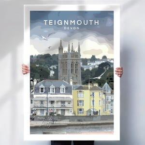 Teignmouth Travel Poster: Coastal Town Scene - Devon Wall Art