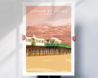 Lytham St Annes poster , travel art print Wall Hanging Home Decor Wall Décor Special place gift