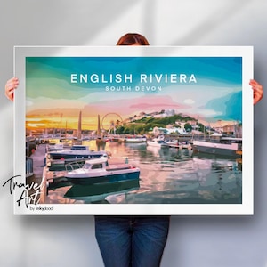 English Riviera print , South Devon poster , South Devon print , English Riviera poster , retro travel poster , special location gift