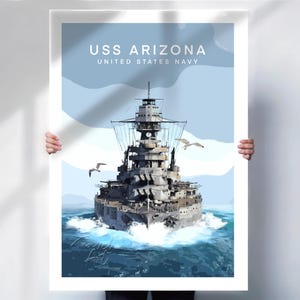 USS Arizona Print - United States Navy poster - Military Wall Art - Battleship prints