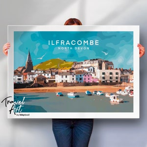 Ilfracombe Druck, Ilfracombe Plakat, Nord Devon Druck, Nord Devon Plakat, Retro Reiseplakat, spezielles Standortgeschenk