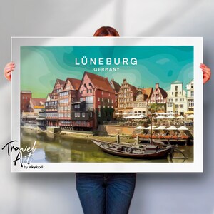 Lüneburg Print , Deutschland Reiseplakat , Niedersachsen Print , Deutsches Reiseplakat , Retro Reiseplakat , besondere Lage Geschenk