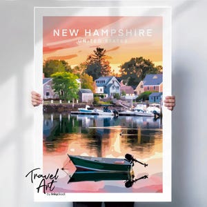 New Hampshire Poster - New England Landscape Print - Granite State Travel Souvenir
