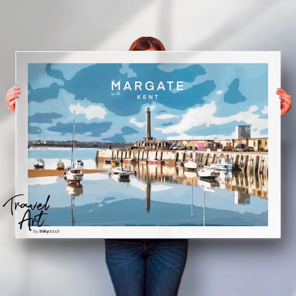 Margate Poster , Margate print , Kent Poster , Kent print , Retro travel poster , special place gift