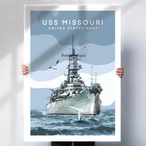 USS Missouri Print - United States Navy poster - Military Wall Art - Battleship prints