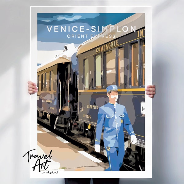 Impression Orient Express , impression Venice-Simplon , impression d'art de voyage , impression d'amateurs de chemin de fer , affiche de train à vapeur , cadeau pour endroit spécial