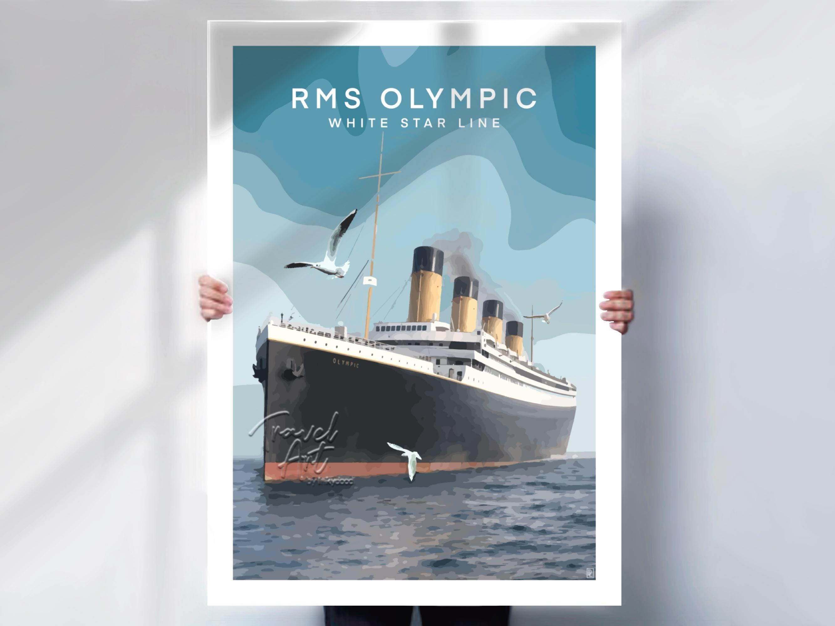Poster Rétro White Star Line - Reproduction De Qualité (taille Queen) - Fabriqué En France