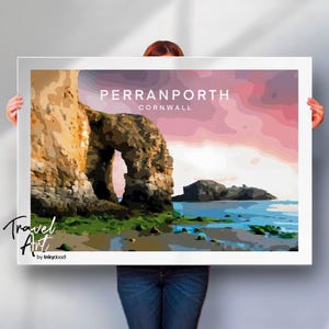 Cornwall Travel Poster - Perranporth Print - Special Gift - Travel Prints