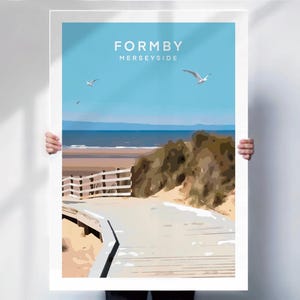 Formby Beach Travel Poster: Coastal Art Print, Merseyside Seaside