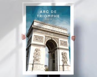Arc de Triomphe Paris, travel Print, Framed or Canvas, France landmark cityscape wall art