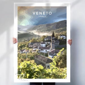 Veneto art print , Italy travel poster , Wine region print , Italy travel print , retro travel poster , wine lover gift