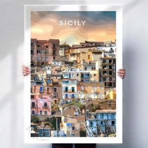 Sciacca Coast Travel Poster: Sicily Italy Coastal Wall Art