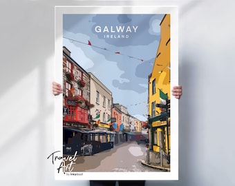 Galway travel print , Galway poster , Ireland wall art , Irish travel poster , special place gift .