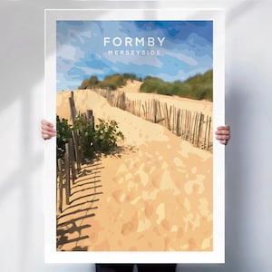 Formby Beach Travel Print - Merseyside Coast Wandkunst Poster