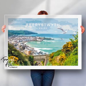 Aberystwyth print , Wales print , Wales wall art , Wales travel poster , Wales travel print , special place gift  .