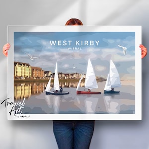 West Kirby Travel print  , Wirral wall art ,  Sailing print ,  Yachting Travel poster