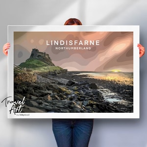 Lindisfarne travel print , Holy island print , Northumberland travel Poster , special place gift