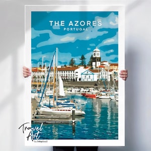 Portugal travel poster , Portugal Poster , Azores Poster , Azores print , Portugal print , special place gift