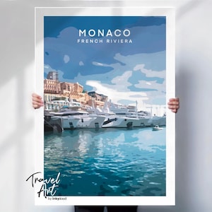 French Riviera poster , Monaco travel print , Monaco poster , French Riviera print , travel poster , special place gift