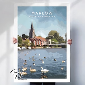 Marlow Reisedruck, Buckinghamshire Reiseplakat, Reisedruck, besonderes Platzgeschenk