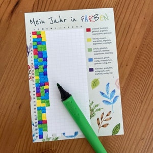 Postkarte "Jahr in Farben" A6, Neujahrsgruß, Mood Tracker, Pixel Mood, Mentale Gesundheit