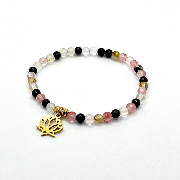 Quartz and black onyx bracelet