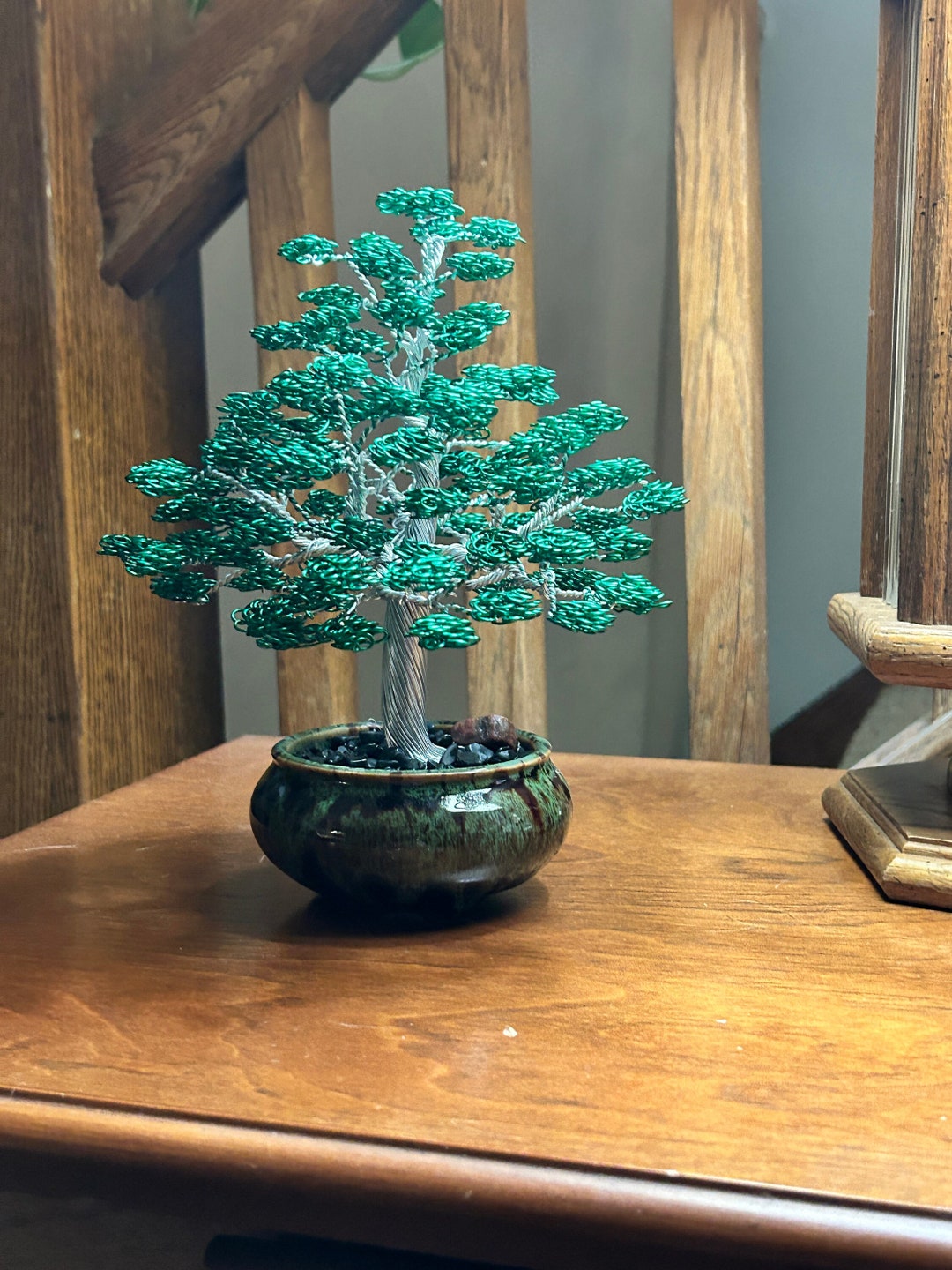 Wire Tree Sculpture Bonsai, Anniversary Gift for Her, Unique Decor for Bookshelves, Zen Desk