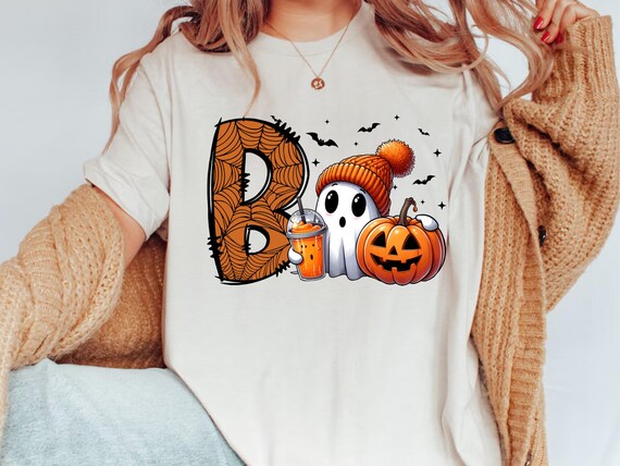 T-shirt Halloween - Citrouille, Fantôme Et Chauves-souris - Jack O'Lantern - Taille 16/18 XL - Garçon Et Fille
