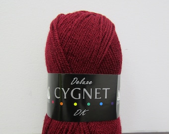 Brand New Deluxe Cygnet Yarn - Burgundy - DK - 100g - Acrylic - Machine Washable - Knitting and Crochet Wool