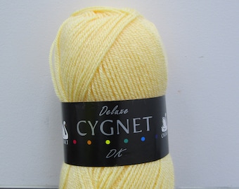 Brand New Deluxe Cygnet Yarn - Buttercream  - DK - 100g - Acrylic - Machine Washable - Knitting and Crochet Wool
