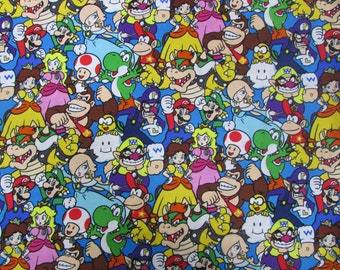 Nintendo 2016 Spring Creative Products Group Super Mario Bros Character Fabric 100cm x 115cm Approx. Yoshi Donkey Kong Bowser Peach Daisy