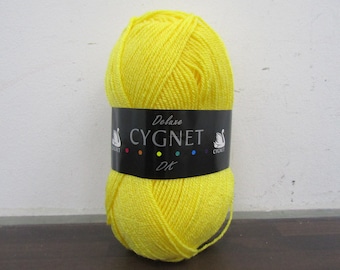 Brand New Deluxe Cygnet Yarn - Daffodil Yellow - DK - 100g - Acrylic - Machine Washable - Knitting and Crochet Wool