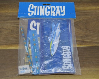 Vintage Stingray Stationery Set Highgrove (1992) Pencil Case, Ruler, Etc. Gerry Anderson Retro 90s TV Collectible Merch NEW + UNUSED