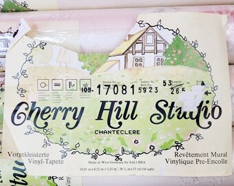 Vintage Cherry Hill Studios Wallpaper Textured Shiny Pre-Pasted Vinyl Floral